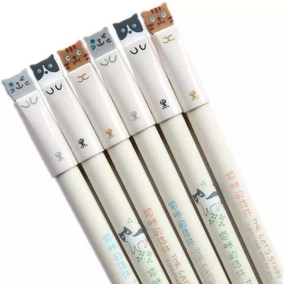 Other - 🌺 5/$25 Sale 🌺 NWT 12 pcs unique cute cat gel pens